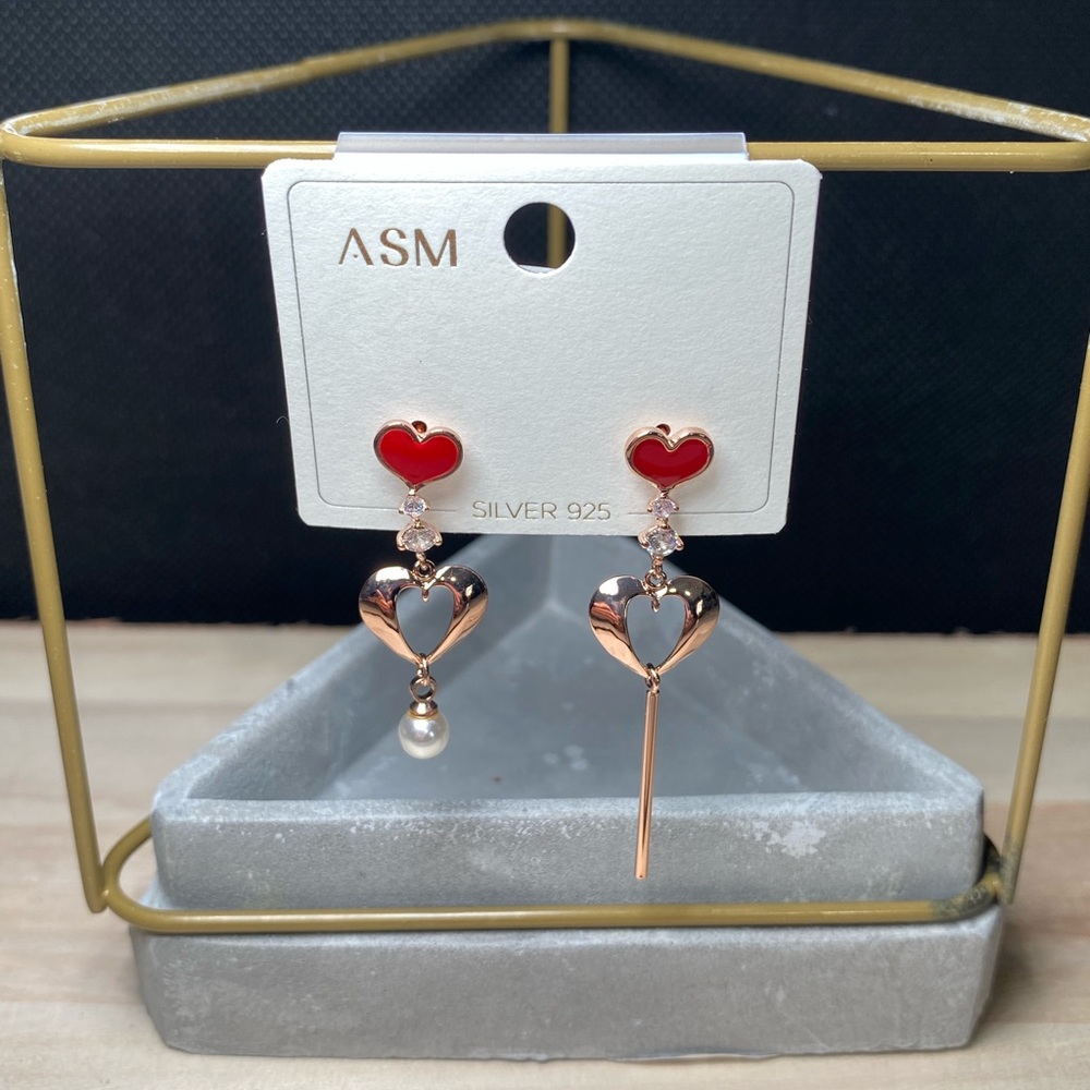 ASM Fashion Heart Pin & Pearl earrings  New